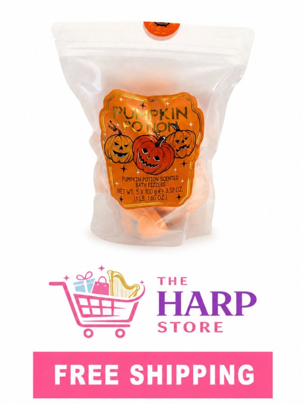 Asquith & Somerset Pumpkin Potion Scented Bath Fizzers – 5 Count, 3.52 oz Each